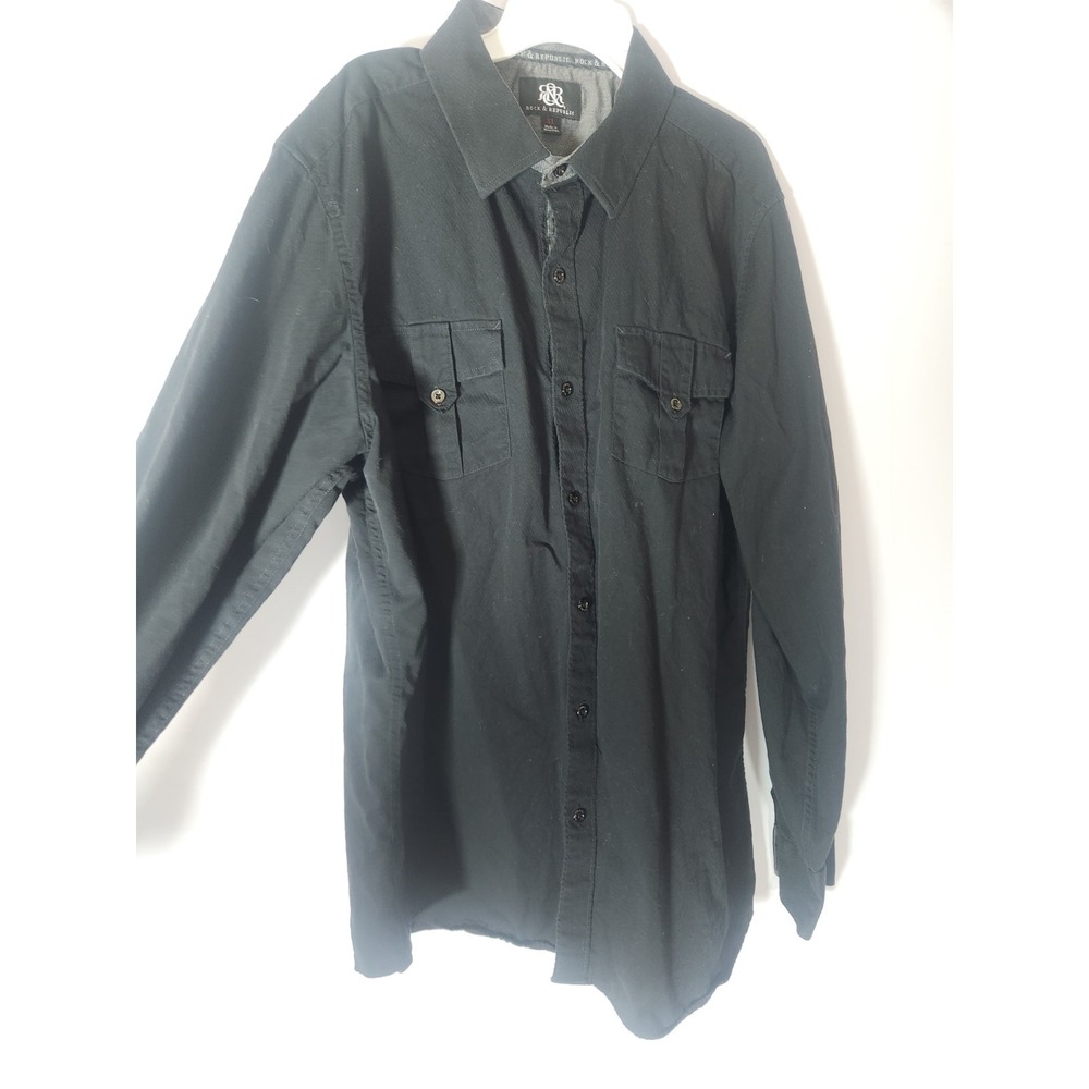 Men's Rock & Republic Men's Black Button Down Size XL